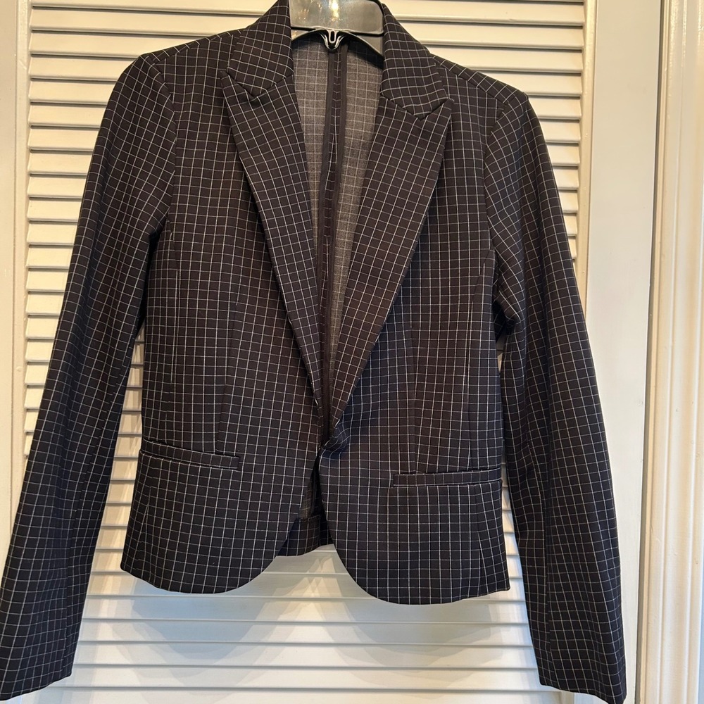 Amanda Chelsea Black Grid Plaid Blazer Career‎ Jacket Professional Office